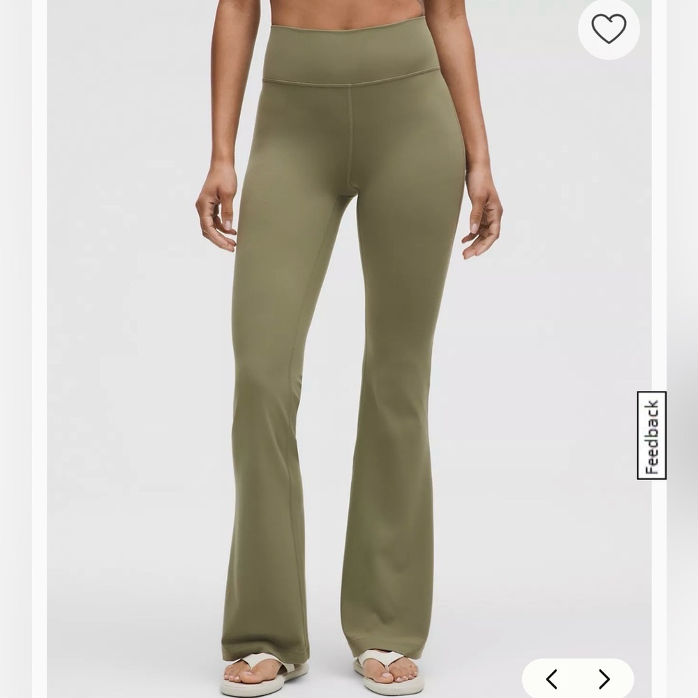 LULULEMON SUPER HIGH RISE GROOVE FLARE GREEN LEGGINGS NEVER WORN SIZE 0!